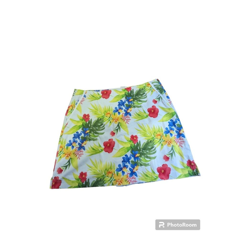 Floral Tropical Print Skort - White with Multicolor Floral
